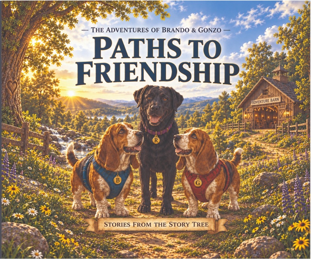 Paths to Friendship book cover featuring Brando, Raven, and Gonzo