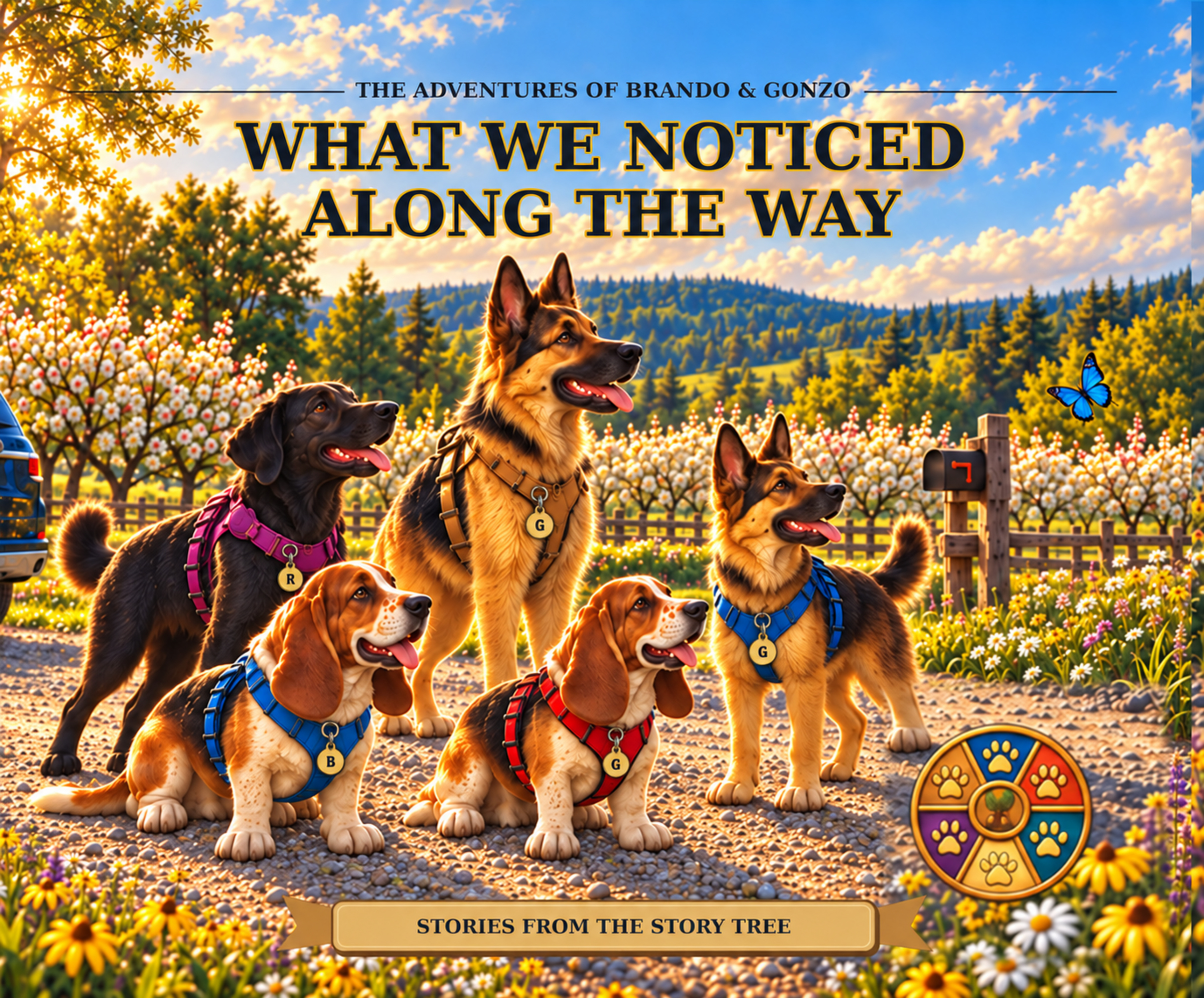 What We Noticed Along the Way book cover featuring the full family at the orchard